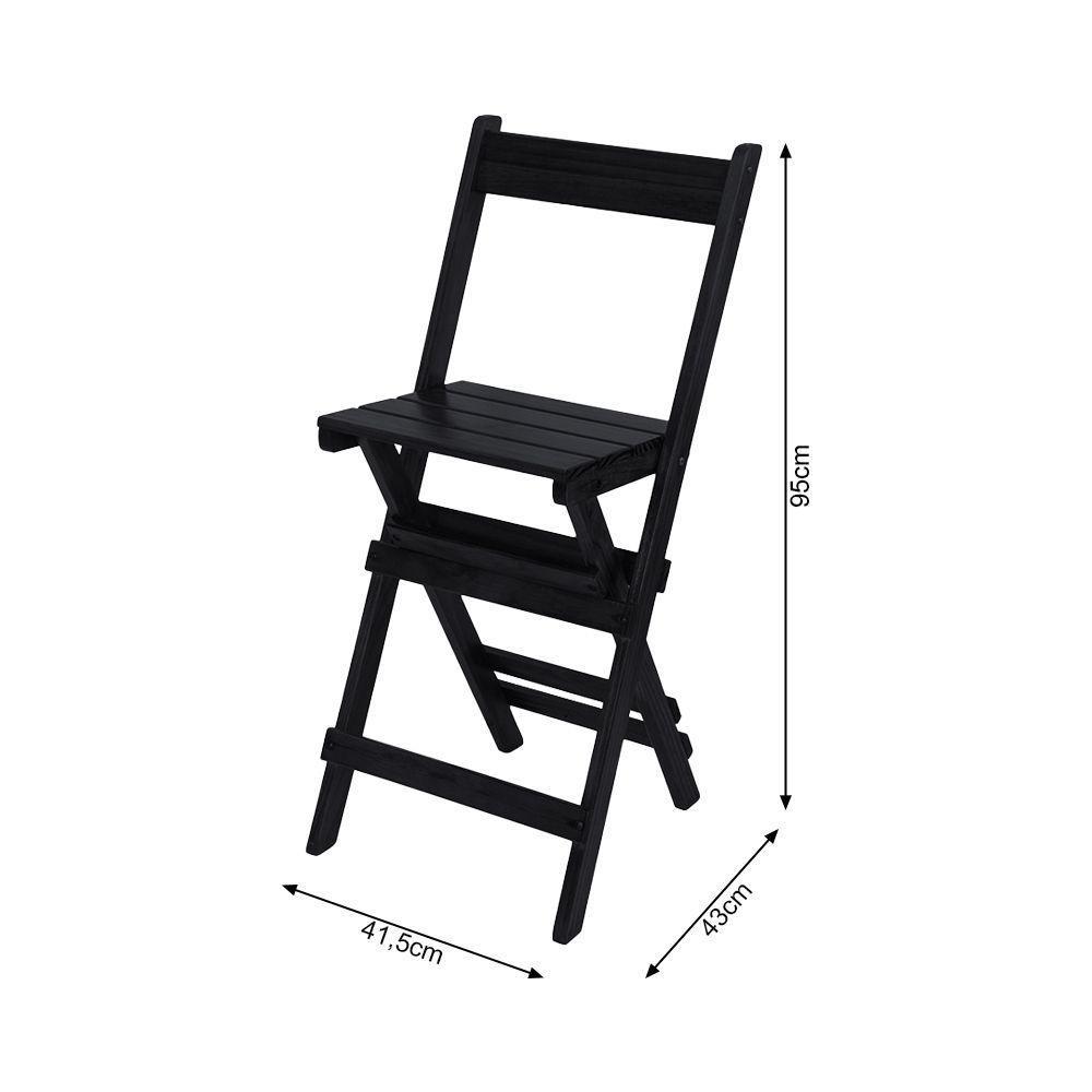 Kit 2 Conjuntos Mesa Bistrô Bar Dobrável Com 4 Cadeiras Em Madeira Maciça - Preto - Preto - 2