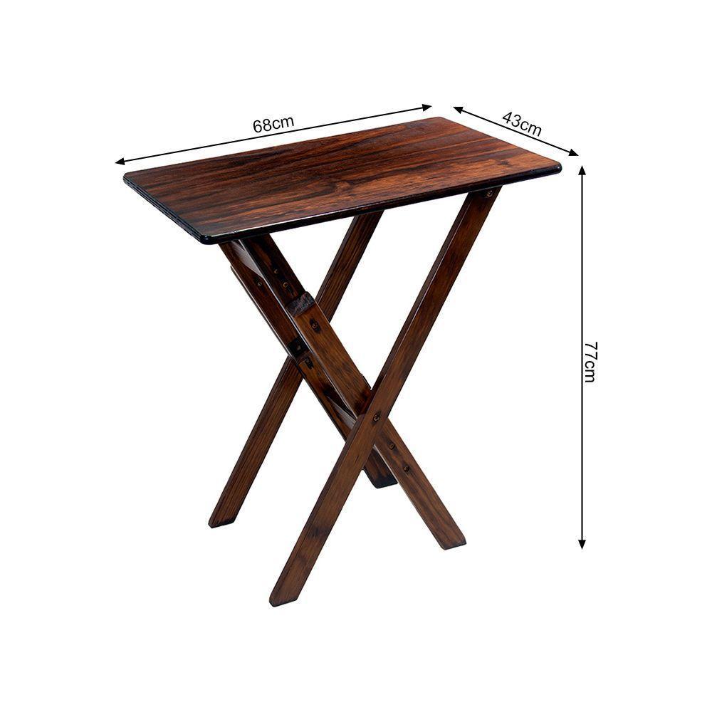 Kit 2 Conjuntos De Mesa Dobrável 60x60cm Com 4 Cadeiras Em Madeira Maciça - Imbuia - Marrom - 4