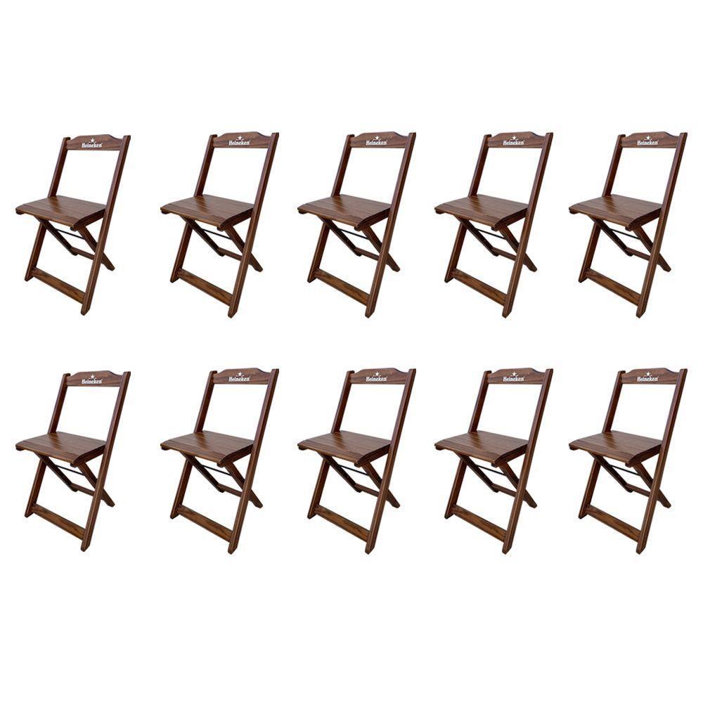 Kit 10 Cadeiras Dobráveis Madeira Personalizada Hei Imbuia Marrom - 1