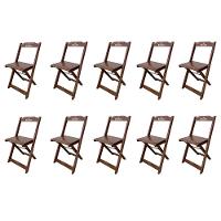 Kit 10 Cadeiras Dobráveis Madeira Personalizada Hei Imbuia Marrom - 1