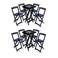 Kit 2 Conjuntos De Mesa Bistrô Dobrável Jack Daniel's Com 4 Banquetas De Madeira Preta - 1