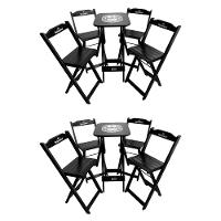 Kit 2 Conjuntos Bistrô Mesa Com 4 Banquetas Dobráveis De Madeira Personalizada Hei - Preta - 1