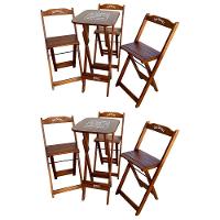 Kit 2 Conjuntos Bistrô Mesa Com 3 Banquetas Dobráveis De Madeira Personalizada Jack - Imbuia Marrom - 1