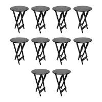 Kit 10 Mesas Bistrôs Dobráveis De Madeira Redonda Preta - Cor: Preto - 1