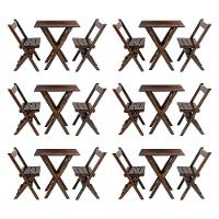 Kit 6 Jogos De Mesa Aparador Bar Dobrável Com 2 Cadeiras Em Madeira Maciça - Imbuia - Marrom - 1