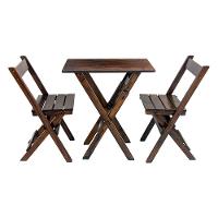 Kit 6 Jogos De Mesa Aparador Bar Dobrável Com 2 Cadeiras Em Madeira Maciça - Imbuia - Marrom - 6