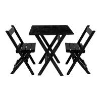 Kit 8 Conjuntos Mesa Dobrável Para Bar E Restaurante 60x60cm Com 2 Cadeiras Em Madeira Maciça - Pret - Preto - 6