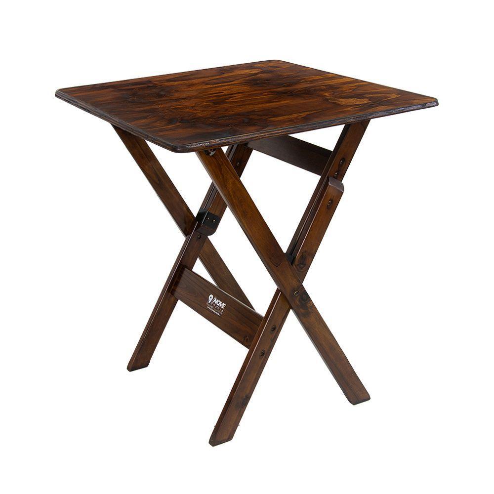 Kit 8 Conjuntos Mesa Dobrável 70x70cm Para Bar Com 4 Cadeiras Em Madeira Maciça - Imbuia - Marrom - 5