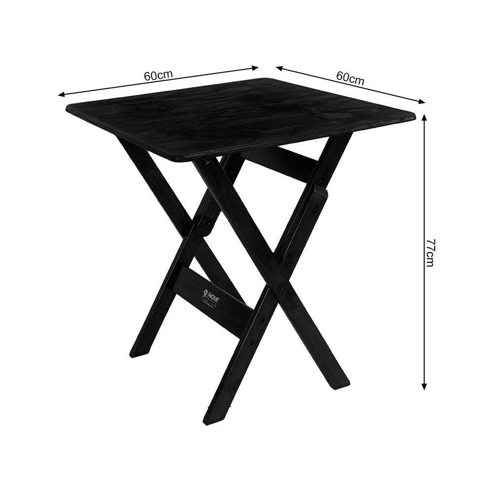 Kit 4 Conjuntos Mesa Dobrável Para Bar E Restaurante 60x60cm Com 4 Cadeiras Em Madeira Maciça - Pret - Preto - 3