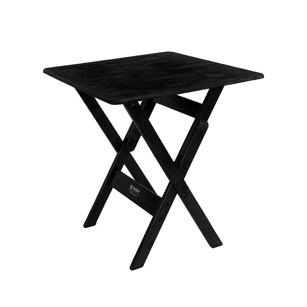 Kit 4 Conjuntos Mesa Dobrável Para Bar E Restaurante 60x60cm Com 4 Cadeiras Em Madeira Maciça - Pret - Preto - 5