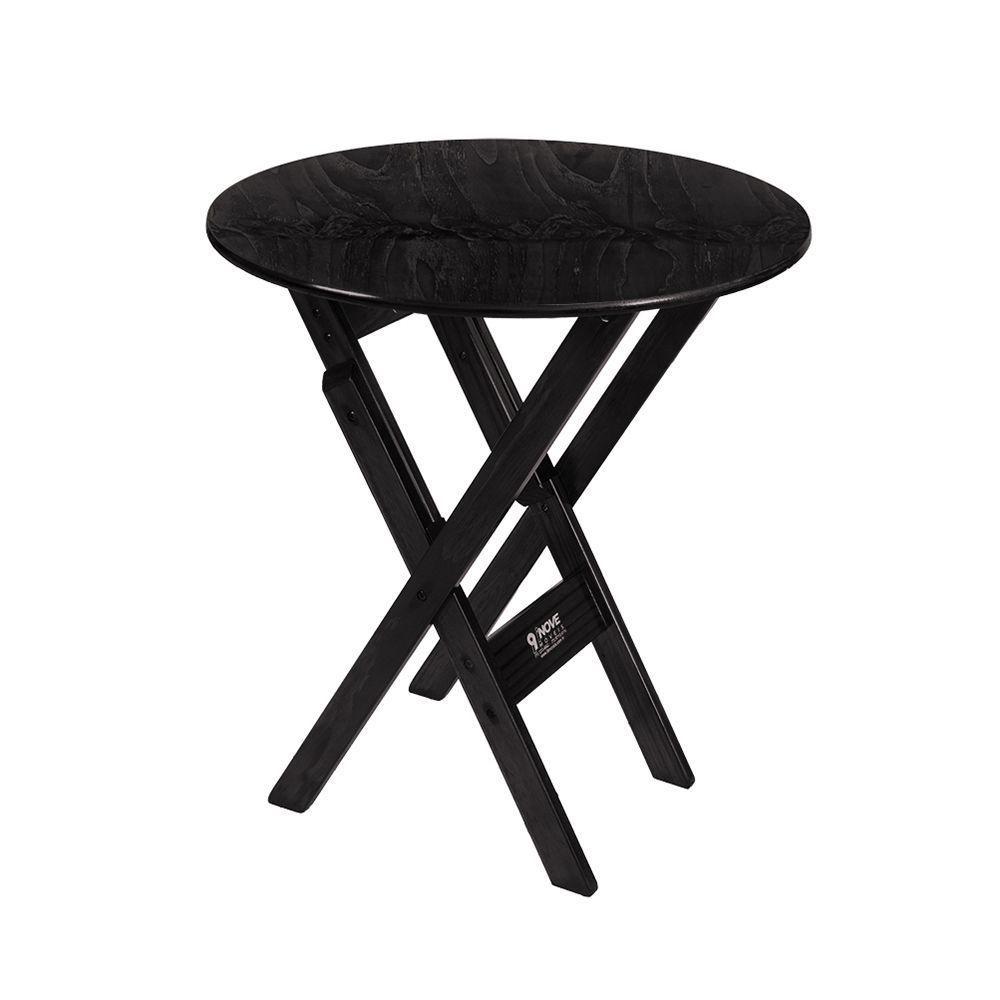 Kit 4 Conjuntos Mesa Redondo 70cm Dobrável Com 4 Cadeiras Em Madeira Maciça - Preto - Preto - 5