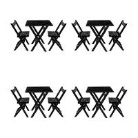 Kit 4 Conjuntos Mesa Dobrável Para Bar E Restaurante 60x60cm Com 2 Cadeiras Em Madeira Maciça - Pret - Preto - 1