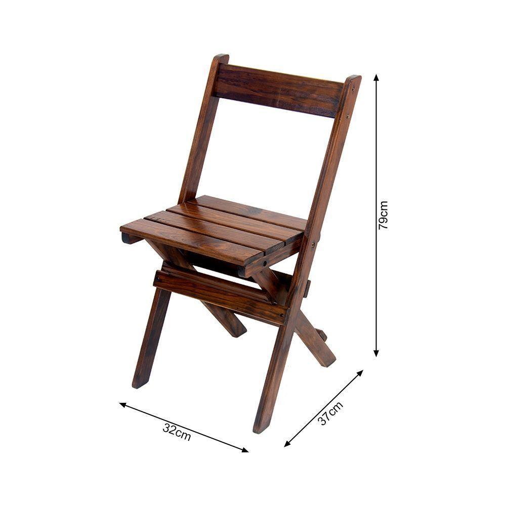 Kit 8 Conjuntos De Mesa Dobrável 60x60cm Com 4 Cadeiras Em Madeira Maciça - Imbuia - Marrom - 2