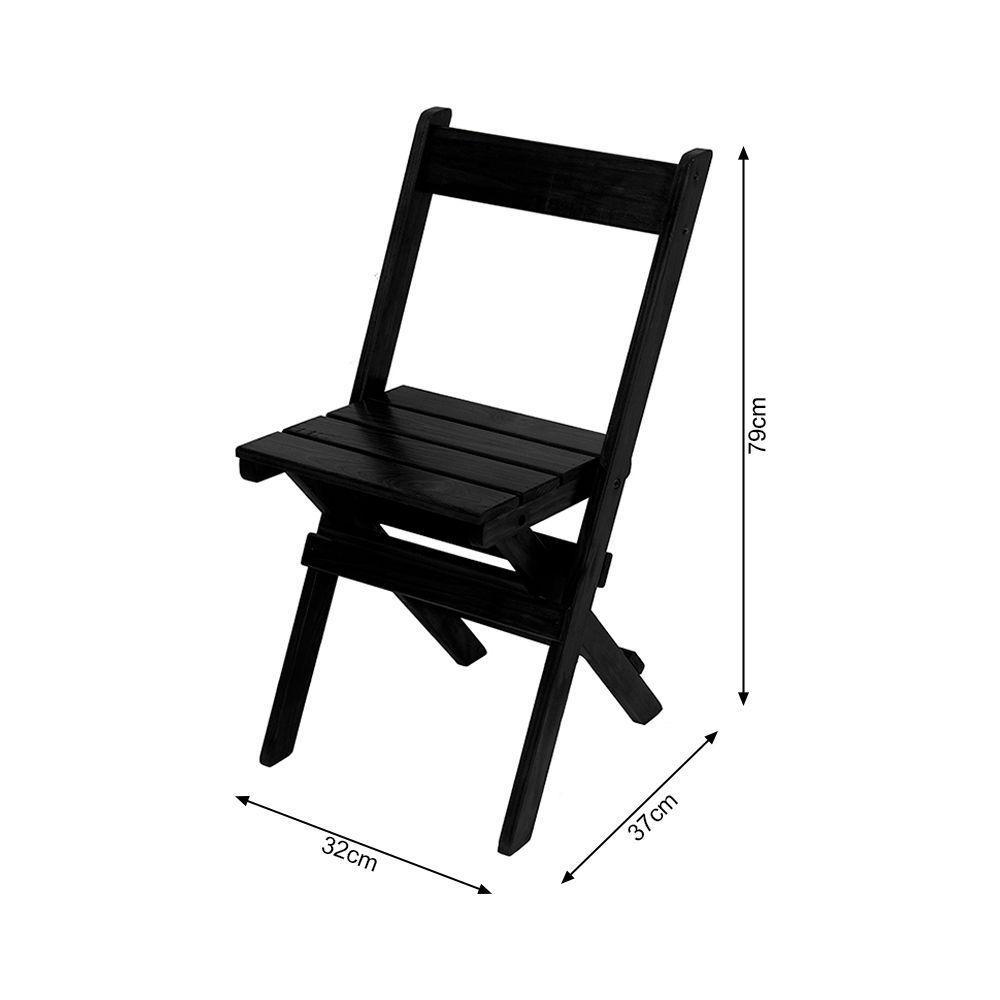 Kit 8 Conjuntos Mesa Redondo 70cm Dobrável Com 4 Cadeiras Em Madeira Maciça - Preto - Preto - 2