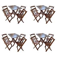 Kit 4 Conjuntos Mesa Dobrável Madeira 110x70 Com 4 Cadeiras Personalizada Jack Imbuia - Cor: Marrom - 1