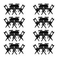 Kit 8 Conjuntos Mesa Dobrável 70x70 Com 4 Cadeiras Em Madeira Maciça - Preto - Preto - 1