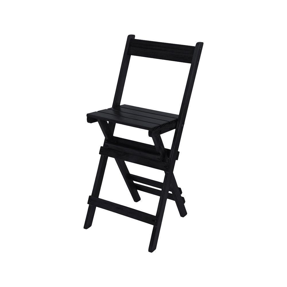 Kit 4 Conjuntos Mesa Bistrô Bar Dobrável Com 4 Cadeiras Em Madeira Maciça - Preto - Preto - 4