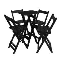 Kit 4 Conjuntos Mesa Bistrô Bar Dobrável Com 4 Cadeiras Em Madeira Maciça - Preto - Preto - 6