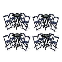 Kit 4 Conjuntos De Mesa Bistrô Dobrável Jack Daniel's Com 4 Banquetas De Madeira Preta - Cor: Preto - 1