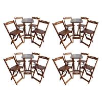 Kit 4 Conjuntos Bistrô Mesa Com 4 Banquetas Dobráveis De Madeira Personalizada Jack - Imbuia Marrom - 1