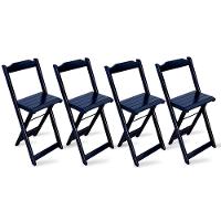 Kit 4 Cadeiras Bistrô Dobrável Madeira Preta - Cor: Preto - 1