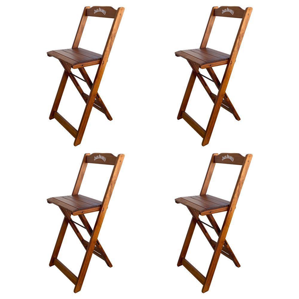 Kit 4 Banquetas Bistrô Dobrável Madeira Personalizada Jack Imbuia - Cor: Marrom - 1