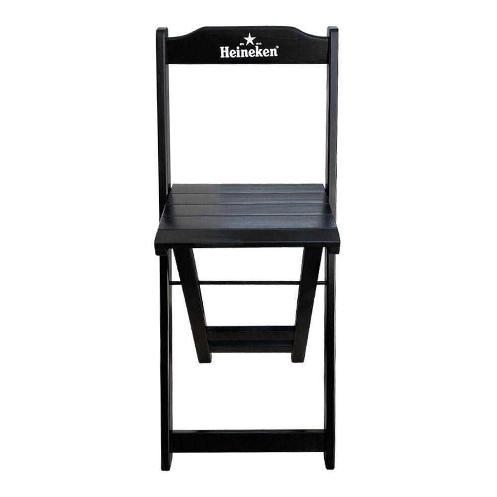 Kit 4 Banquetas Bistrô Dobrável Madeira Personalizada Hei Preta - Cor: Preto - 4