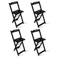 Kit 4 Banquetas Bistrô De Madeira Dobravel Jack Daniel's Preta - Cor: Preto - 1