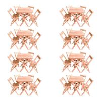 Kit 8 Conjuntos Mesa Dobrável 60x60cm Com 4 Cadeiras Em Madeira Maciça - Cru - Bege - 1