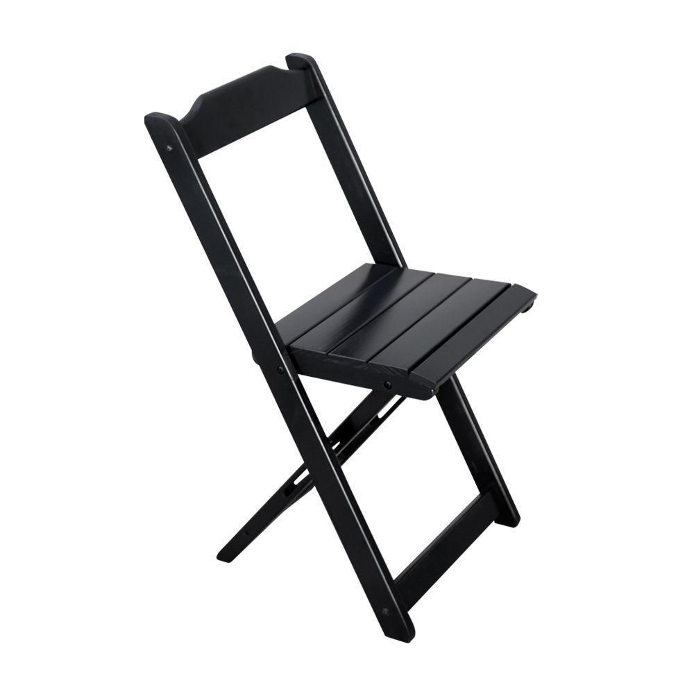 Kit 3 Conjuntos De Mesa Dobráveis De Madeira 70x110cm Com 6 Cadeiras Preta - Cor: Preto - 5