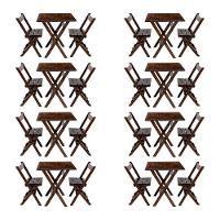 Kit 8 Jogos De Mesa Aparador Bar Dobrável Com 2 Cadeiras Em Madeira Maciça - Imbuia - Marrom - 1