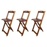 Kit 3 Banquetas Bistrô Dobrável Madeira Personalizada Jack Imbuia - Cor: Marrom - 1