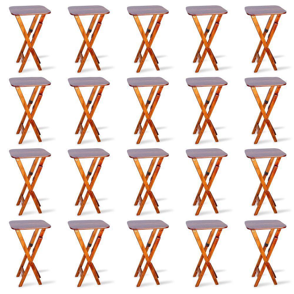 Kit 20 Mesas Bistrô Dobrável Madeira Padrão Imbuia - Cor: Marrom - 1