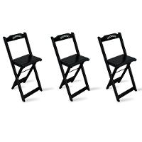 Kit 3 Banquetas Bistrô De Madeira Dobravel Jack Daniel's Preta - Cor: Preto - 1