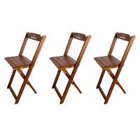 Kit 3 Banquetas Bistrô Dobrável Madeira Personalizada Hei Imbuia - Cor: Marrom - 1