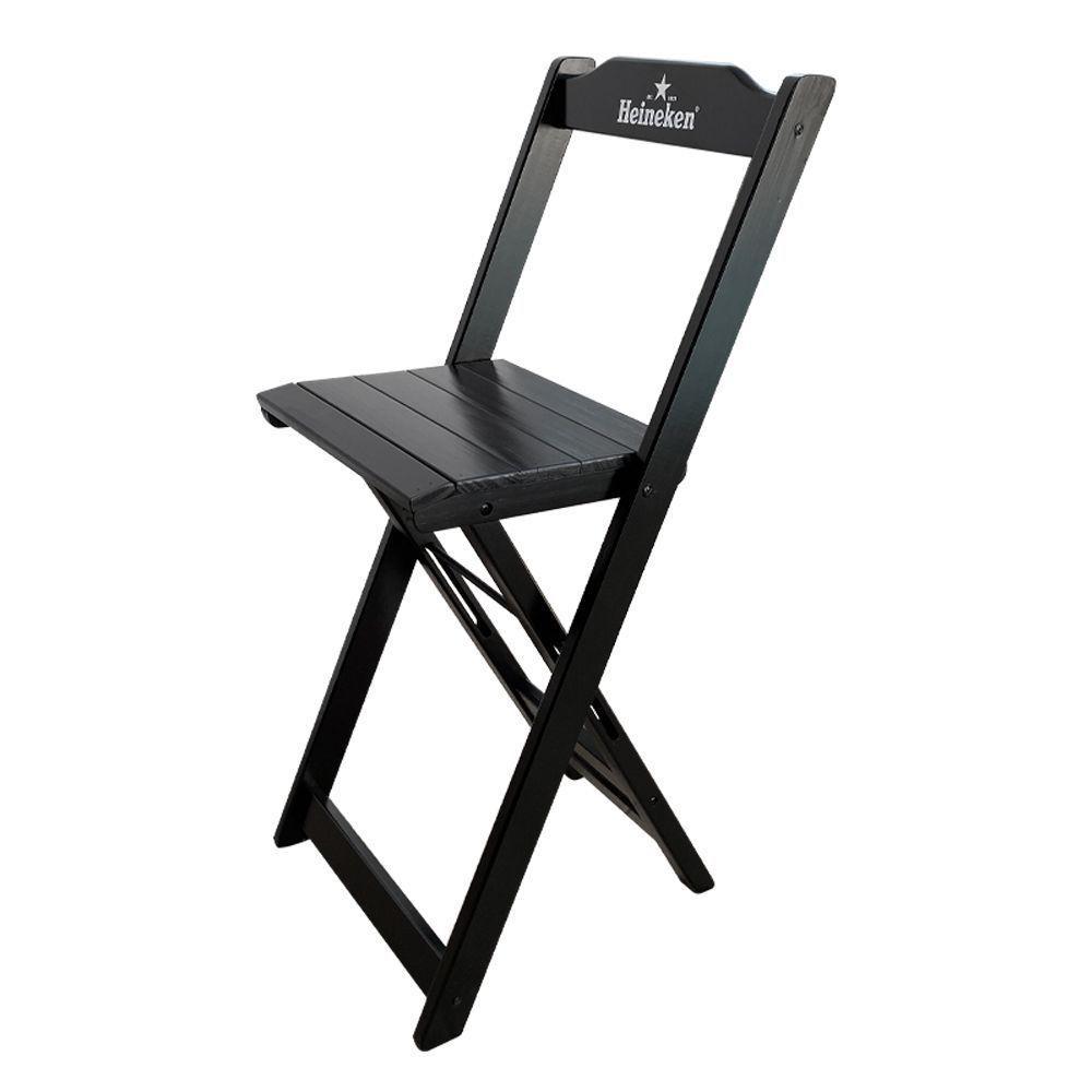 Kit 3 Banquetas Bistrô Dobrável Madeira Personalizada Hei Preta - Cor: Preto - 5