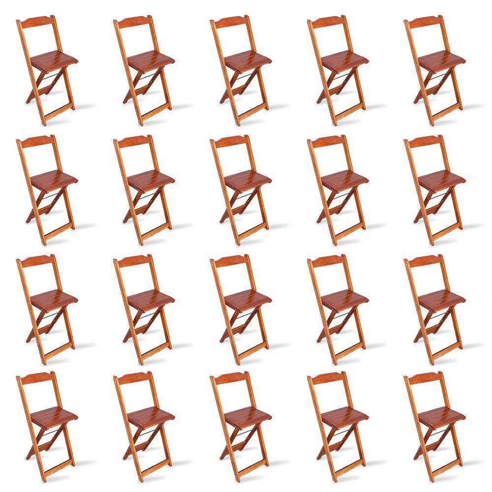 Kit 20 Cadeiras Bistrô Dobrável Madeira Padrão Imbuia - Cor: Marrom - 1