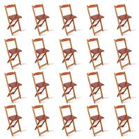 Kit 20 Cadeiras Bistrô Dobrável Madeira Padrão Imbuia - Cor: Marrom - 1
