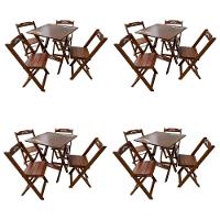 Kit 2 Conjuntos Mesa Dobrável Madeira 70x70 Com 4 Cadeiras Personalizada Jack Imbuia - Cor: Marrom - 1