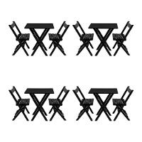 Kit 4 Jogos De Mesa Aparador Bar Dobrável Com 2 Cadeiras Em Madeira Maciça - Preto - Preto - 1