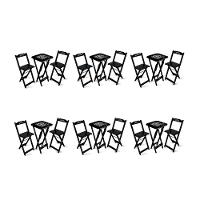 Kit 6 Conjuntos De Mesa Bistrô Dobrável Jack Daniel's Com 2 Banquetas De Madeira Preta. - 1