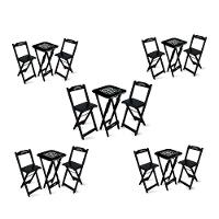 Kit 5 Conjuntos De Mesa Bistrô Dobrável Jack Daniel's Com 2 Banquetas De Madeira Preta - Cor: Preto - 1