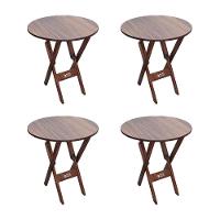 Kit 4 Mesas Dobráveis De Madeira Redonda 70cm Imbuia - Cor: Marrom - 1