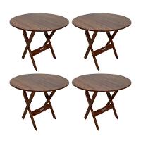 Kit 4 Mesas Dobráveis De Madeira Redonda 90cm Imbuia - Cor: Marrom - 1