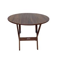 Kit 4 Mesas Dobráveis De Madeira Redonda 90cm Imbuia - Cor: Marrom - 5