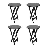 Kit 4 Mesas Bistrôs Dobráveis De Madeira Redonda Preta - Cor: Preto - 1