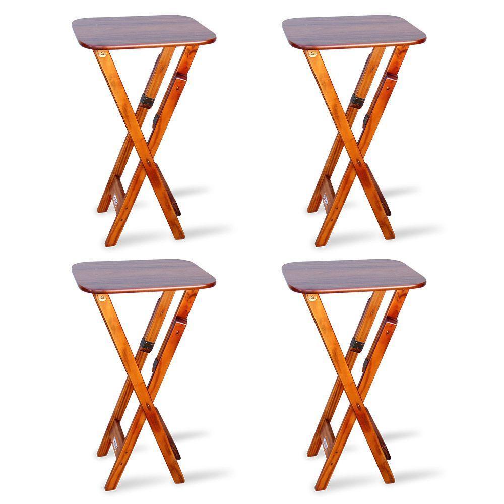 Kit 4 Mesas Bistrô Dobrável Madeira Padrão Imbuia - Cor: Marrom - 1