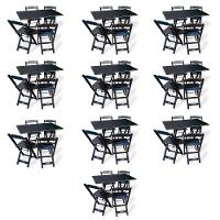 Kit De 10 Conjuntos De Mesa Dobrável 70x110 Com 4 Cadeiras Preto - Cor: Preto - 1