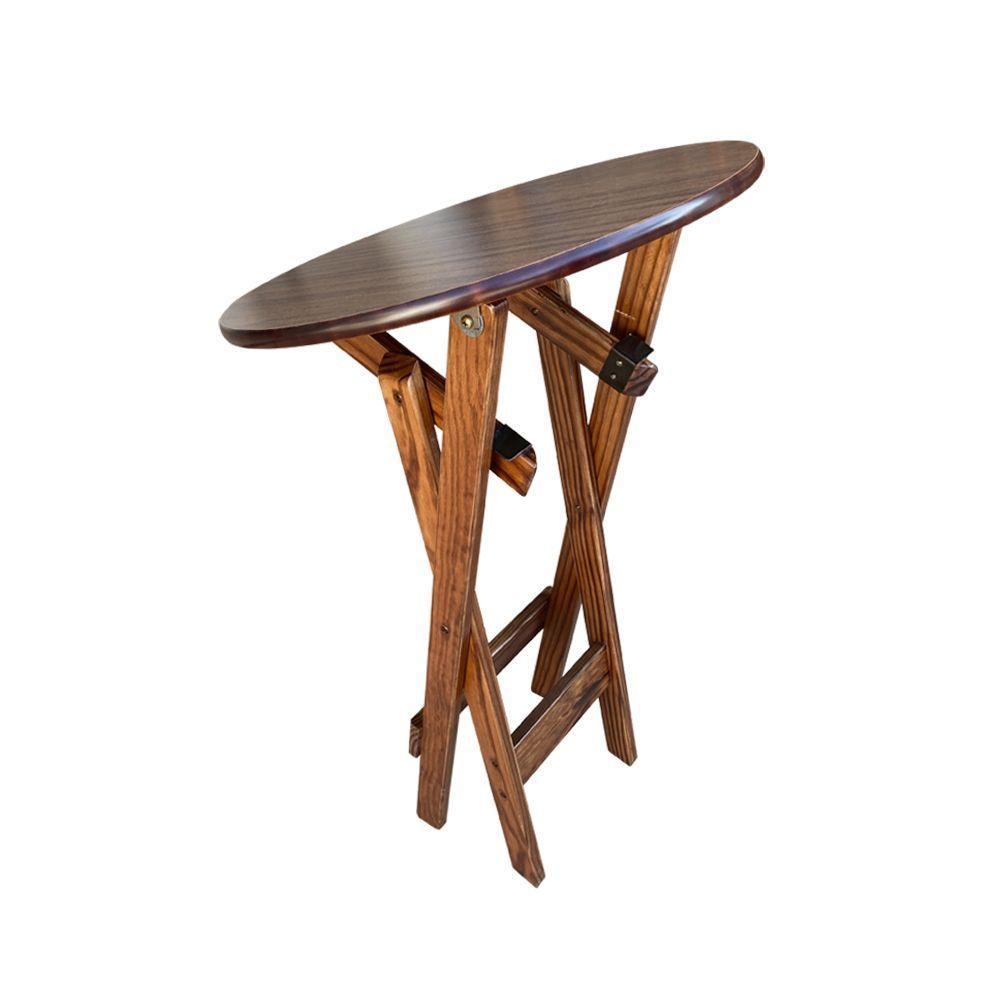 Kit 8 Mesas Bistrôs Dobráveis De Madeira Redonda Imbuia - Cor: Marrom - 5