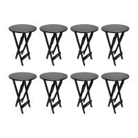 Kit 8 Mesas Bistrôs Dobráveis De Madeira Redonda Preta - Cor: Preto - 1